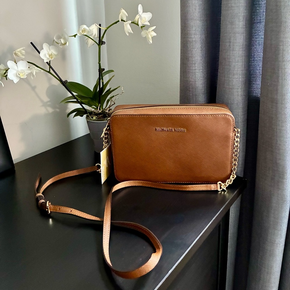 Michael Kors Tan Crossbody Bag with Gold Accents